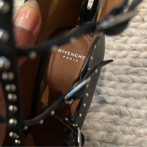 Givenchy Black Leather Studded Women's Caged Heels - Picture 6 of 7